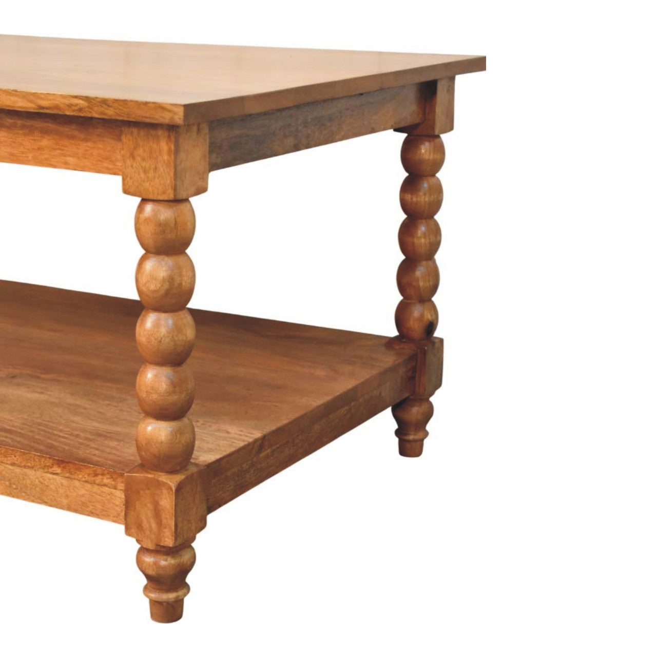 Solid Wood Spindle Coffee Table with Open Shelf