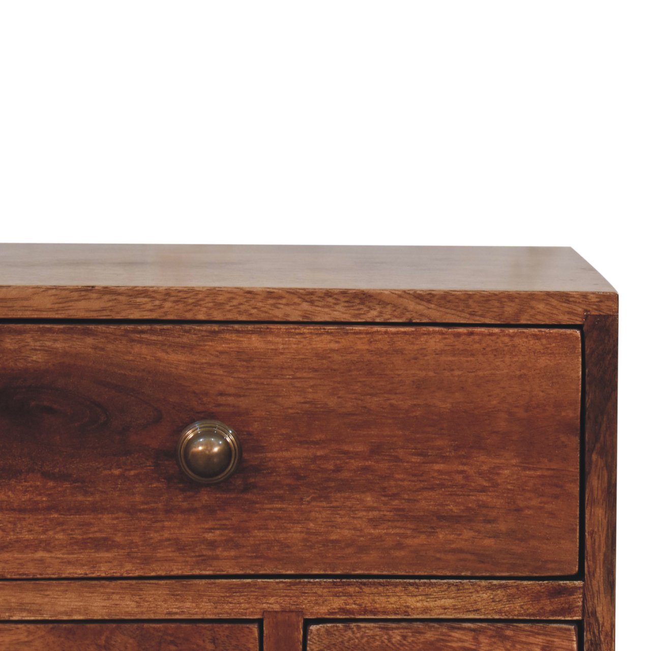 Solid Wood Honey Caramel Nordic Style 4-Drawer Multi Bedside Table