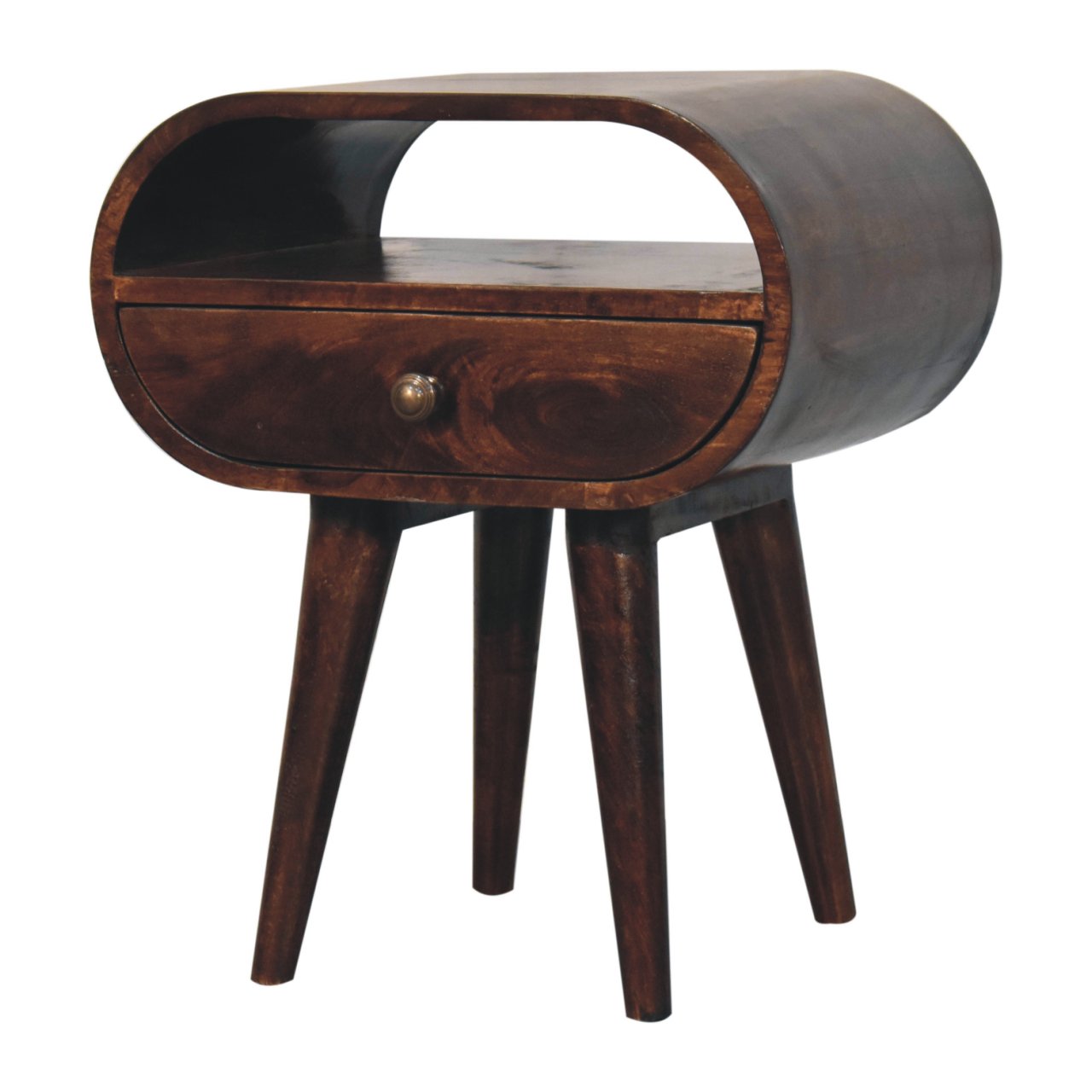 Solid Wood California Walnut Circular Bedside Table