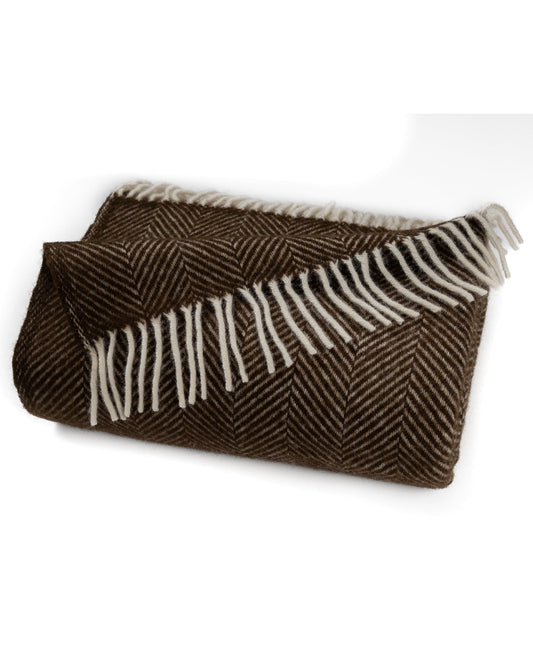Highland Tweeds Herringbone Pure New Wool Throw ~ Vanilla Bean ~