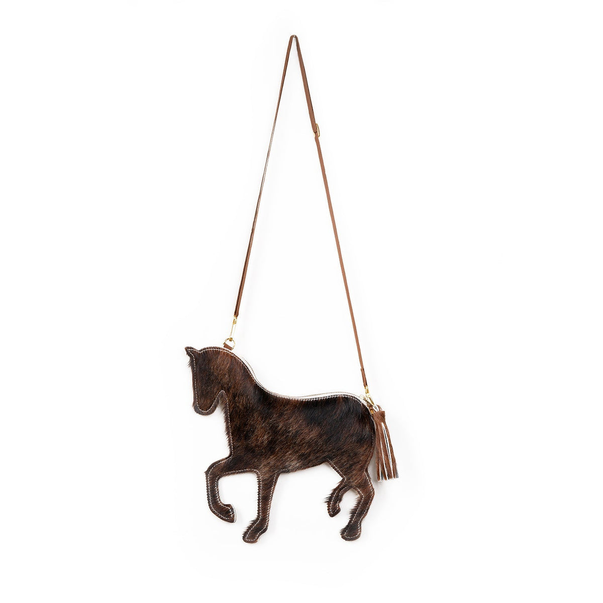 Horsie in Tricolor Hair on Leather