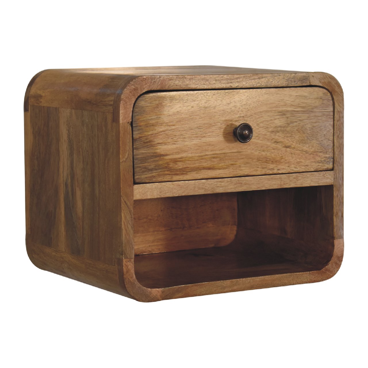 Solid Wood Mini Oak-ish Floating Open Bedside Table