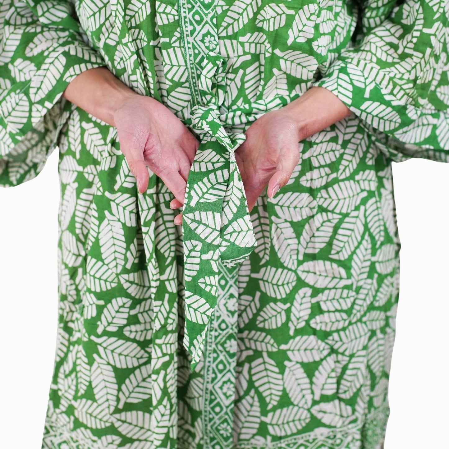 Handmade Batik Robe/ Kimono, Cotton Coffee Leaf