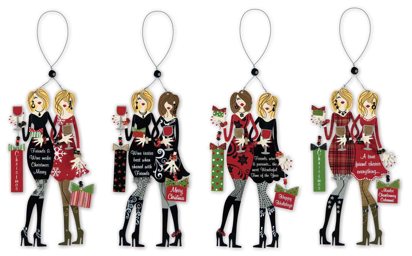Glamorous Girls Night: Fabulous Friends Wine Charm & Magnet - Set of 4