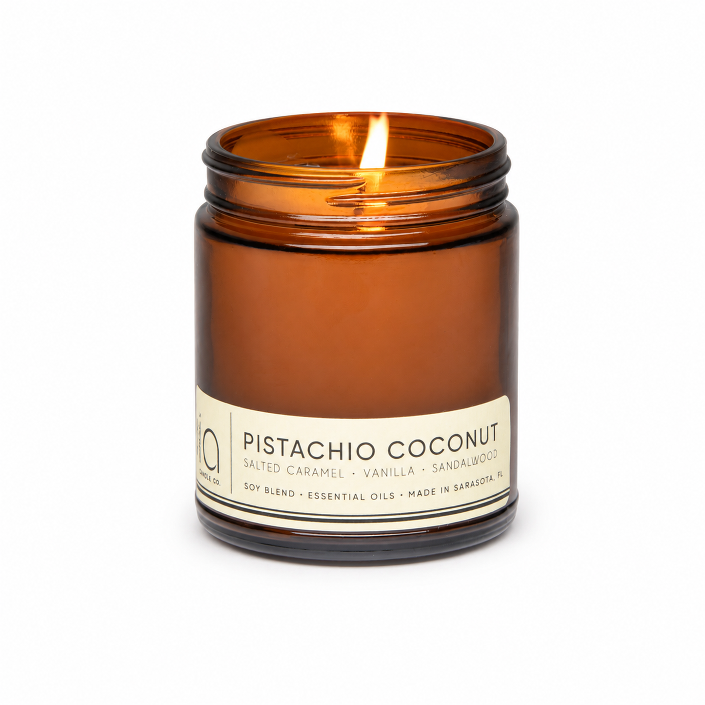 Pistachio Coconut Soy Blend Candle — Vanilla, Salted Caramel & Coconut