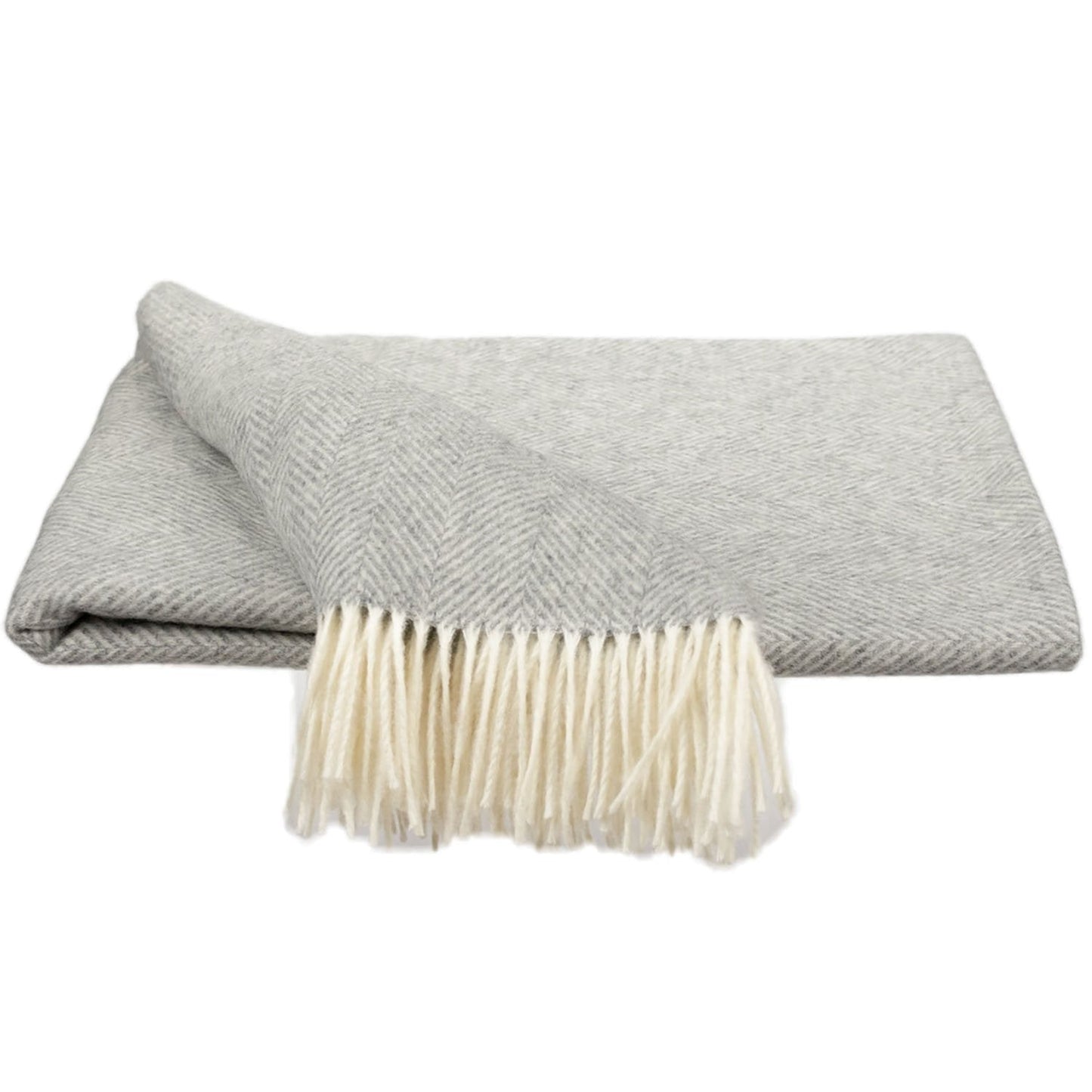 Southampton Home Merino Wool Herringbone Throw (Silver)