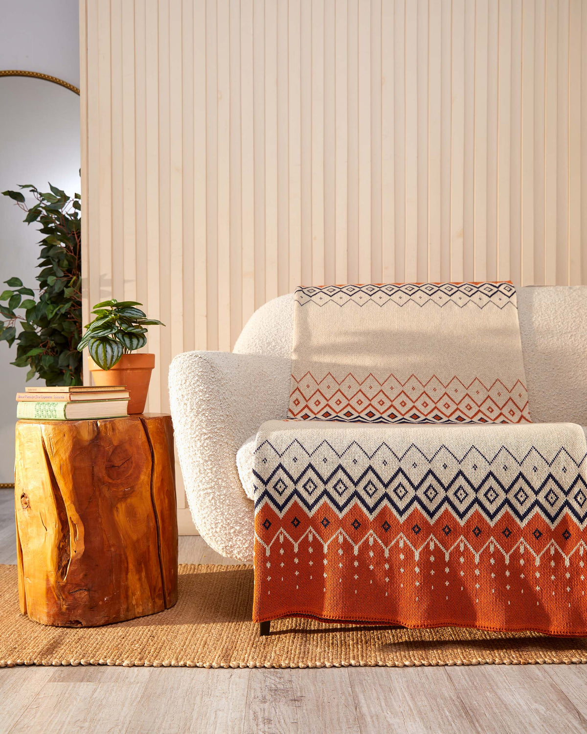 Vintage Icelandic - Cotton Sustainable Knit Throw Blanket