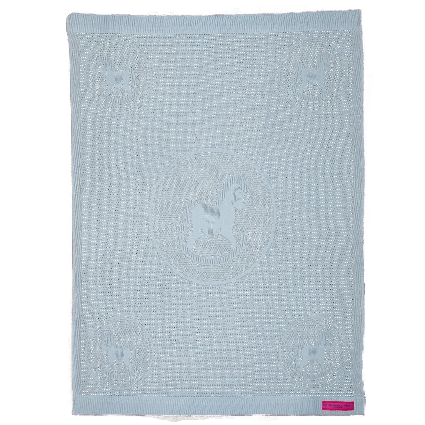 Southampton Home Lace Weave Rocking Horse Baby Blanket ~ Blue ~