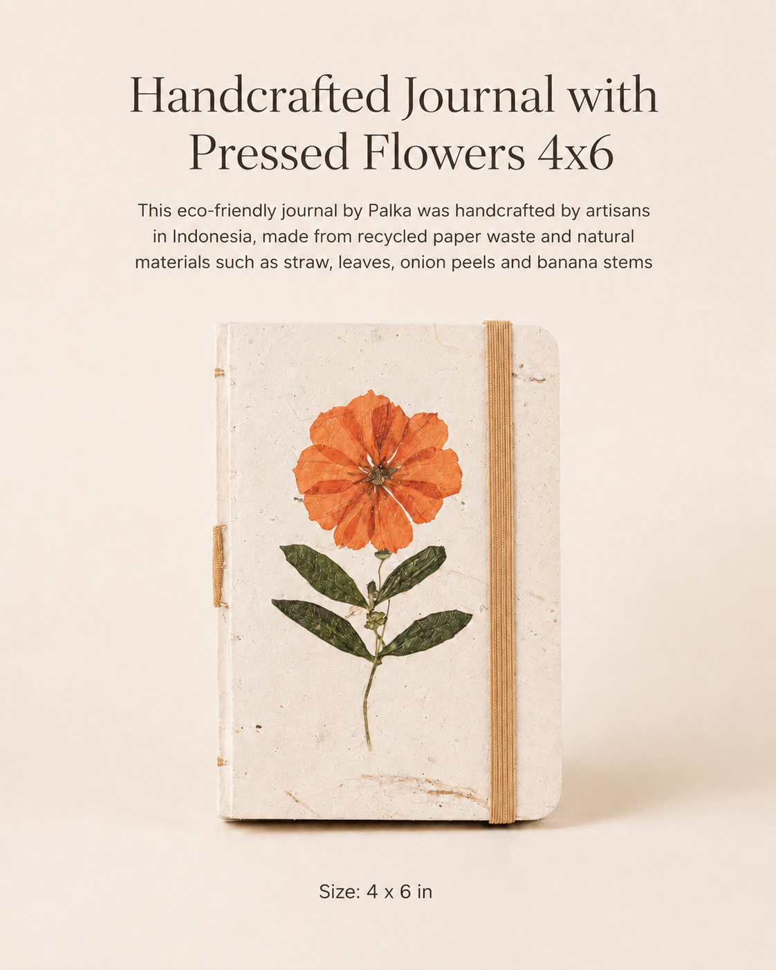 Handcrafted Journal with Pressed Flowers 4x6