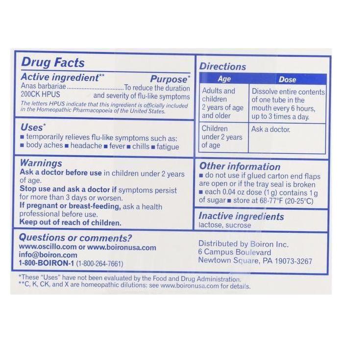 Boiron Oscillococcinum Flu-Like Symptom Relief 12 ct