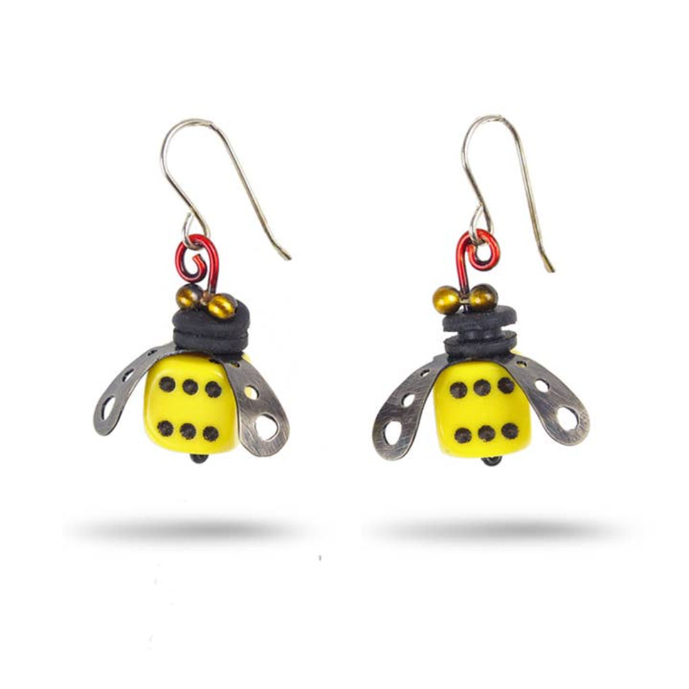 Boxcar Bee Earrings by Chickenscratch