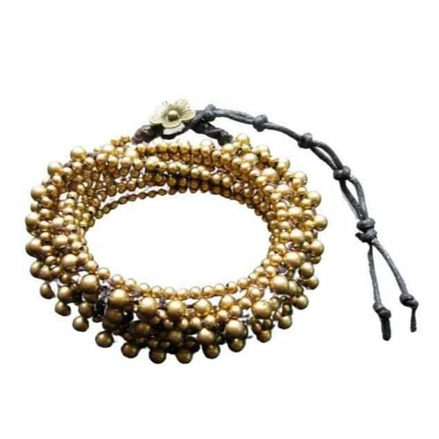 Brass Bead Five Wrap Bracelet - Thailand