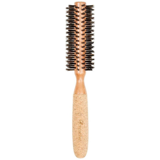 Eco-Friendly Birchwood and Cork Boar Bristle Round Hair Brush
