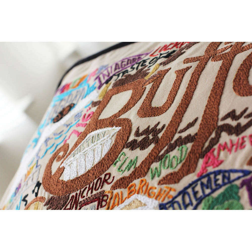 Buffalo Hand-Embroidered Pillow by CatStudio