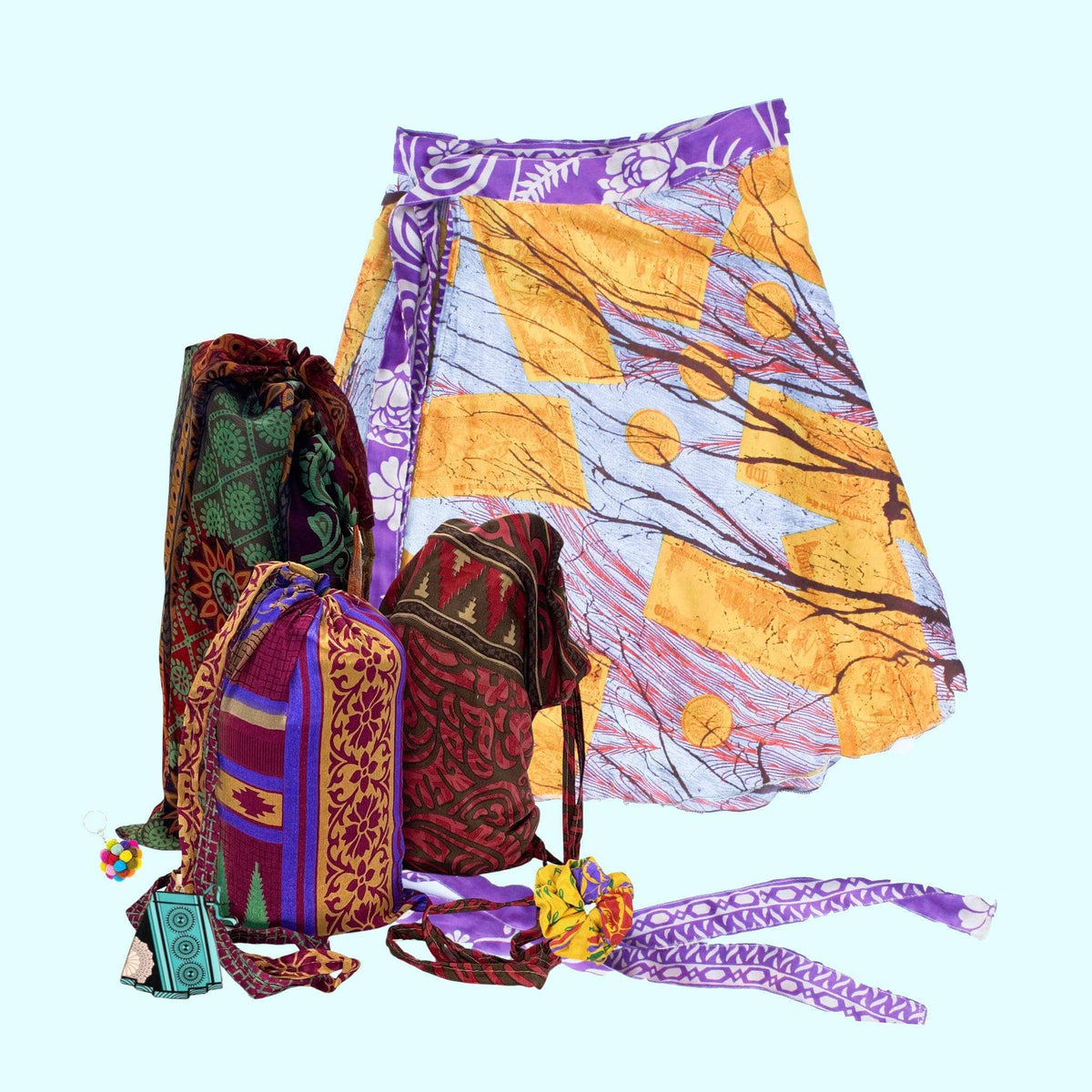 Fall Essentials – 2 Wrap Skirts & Accessories Bundle
