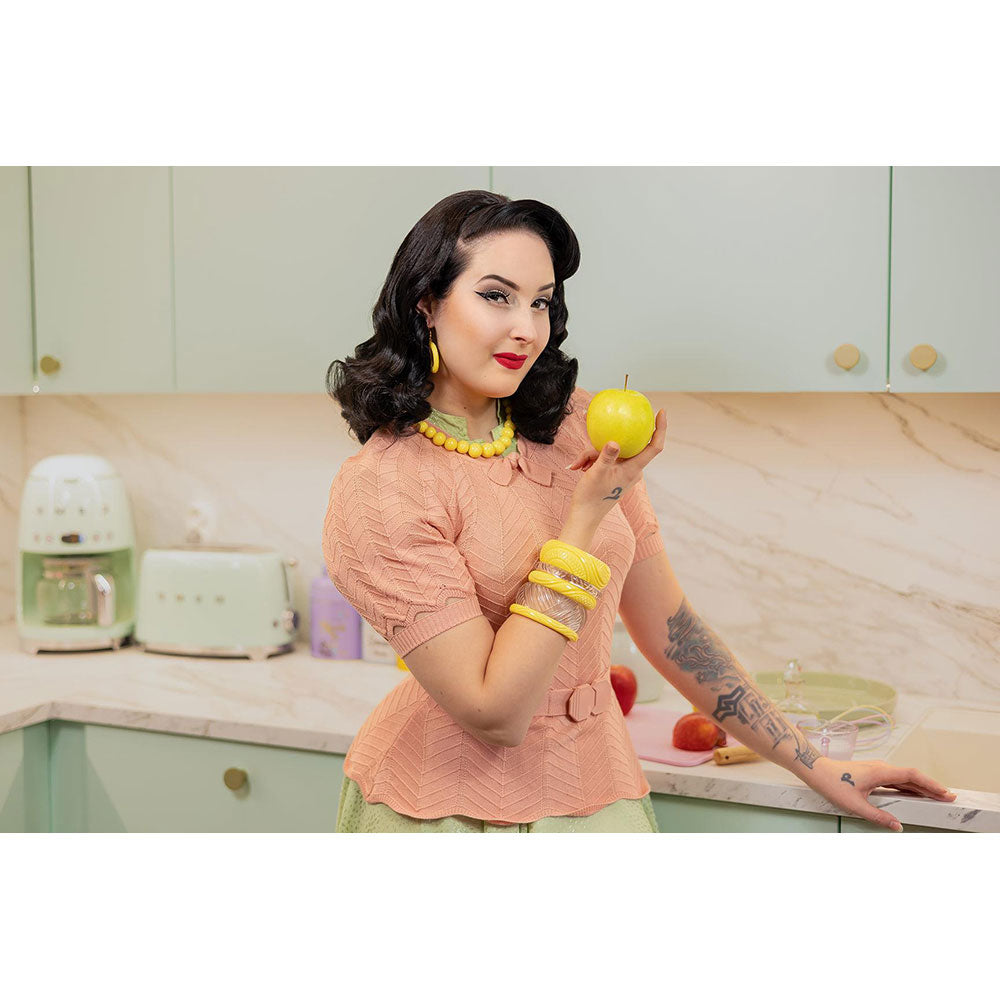 Lemon Heavy Carve Hoop Earrings by Splendette