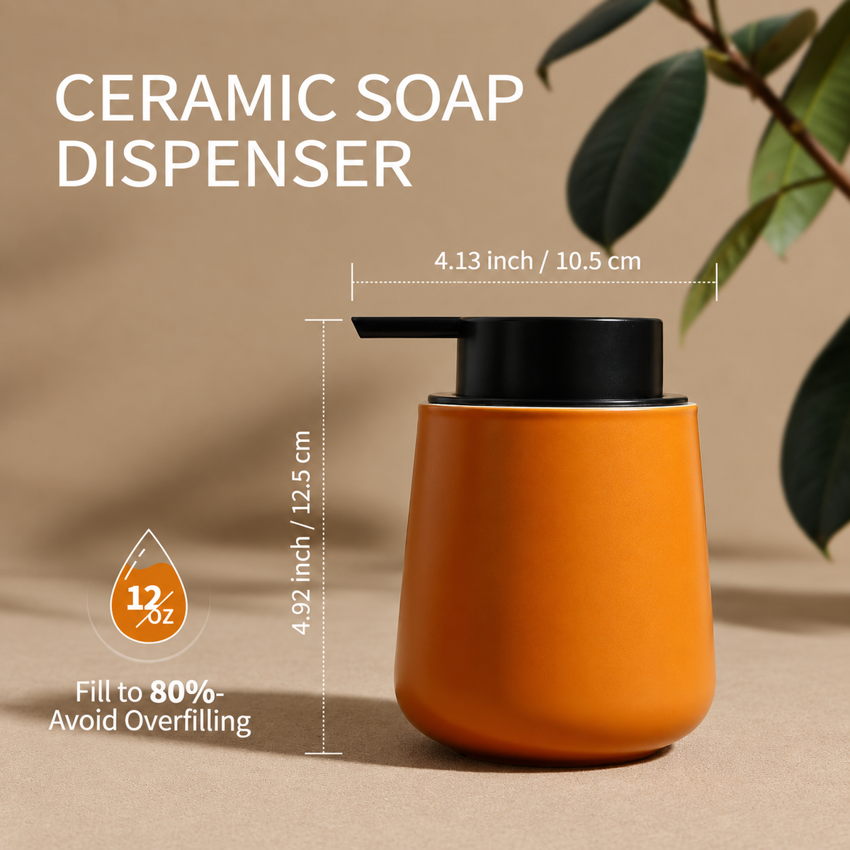 BosilunLife Nordic Bath Foaming Bathroom Set 3-Piece Orange Recycled RebornClay™
