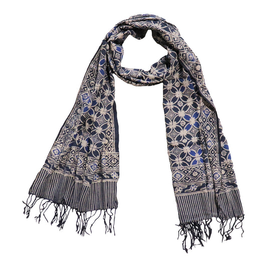 Handmade Batik Scarf - soft Cotton - Charcoal Grey