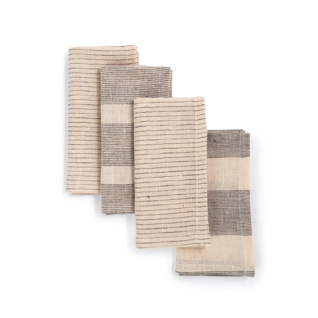 JOURNEY Handwoven Organic Cotton Napkins – Set of 4. Cotton – Fair Trade – Artisan Made