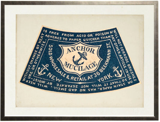 Vintage anchor label in navy