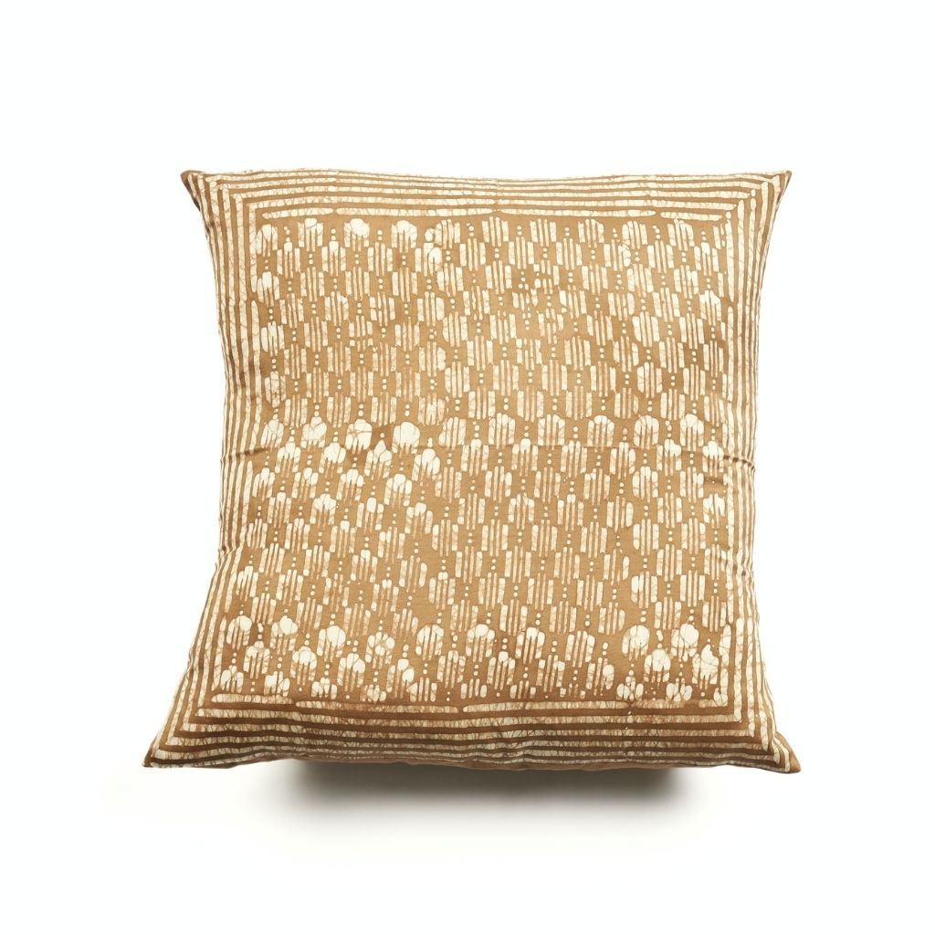 Oasis Gold Wax Block Print Mulberry Silk Pillow
