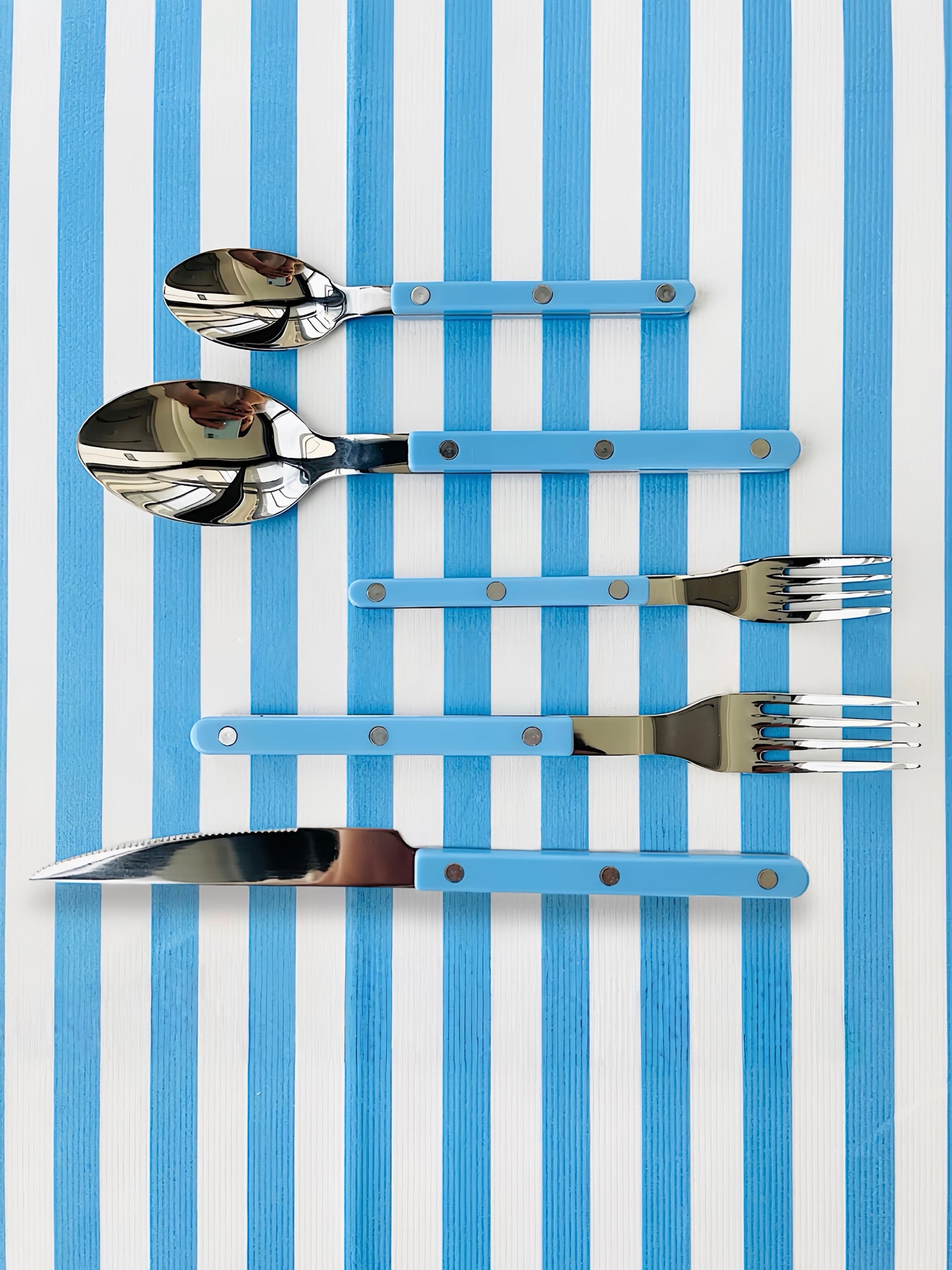 S/10 Dopamine Stainless Steel Rivet Flatware, Contemporary Bistrot Style Cutlery
