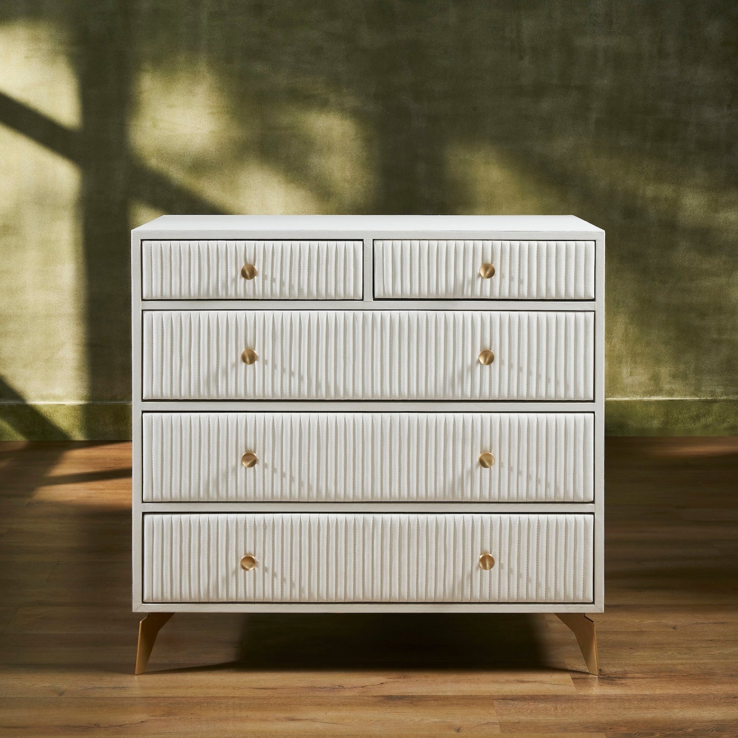 Stanford Five Drawer Leather Chest