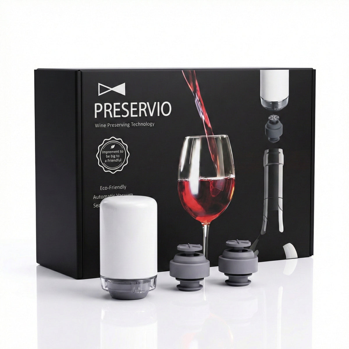 Preservio Automatic Wine Preservation Pump + Bonus 2 Silicone Stoppers
