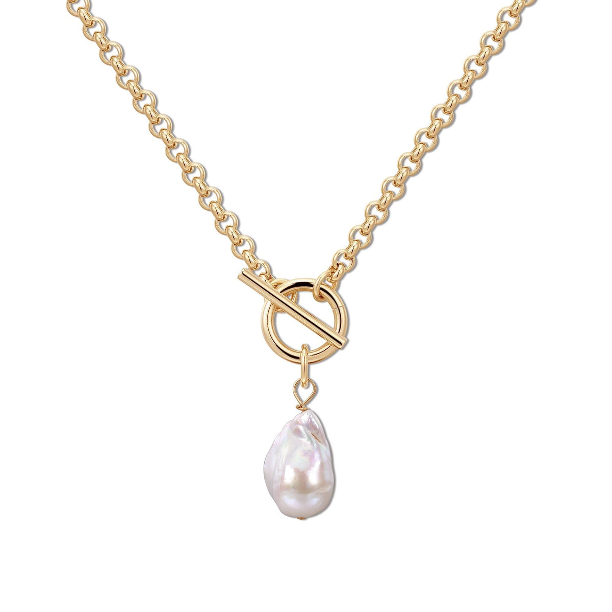 Micro Royal Toggle & Xl Baroque Pearl Pendant Necklace