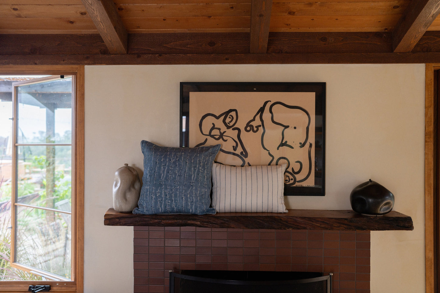 Soft Horizon - Hand Block Printed Cushion Cover