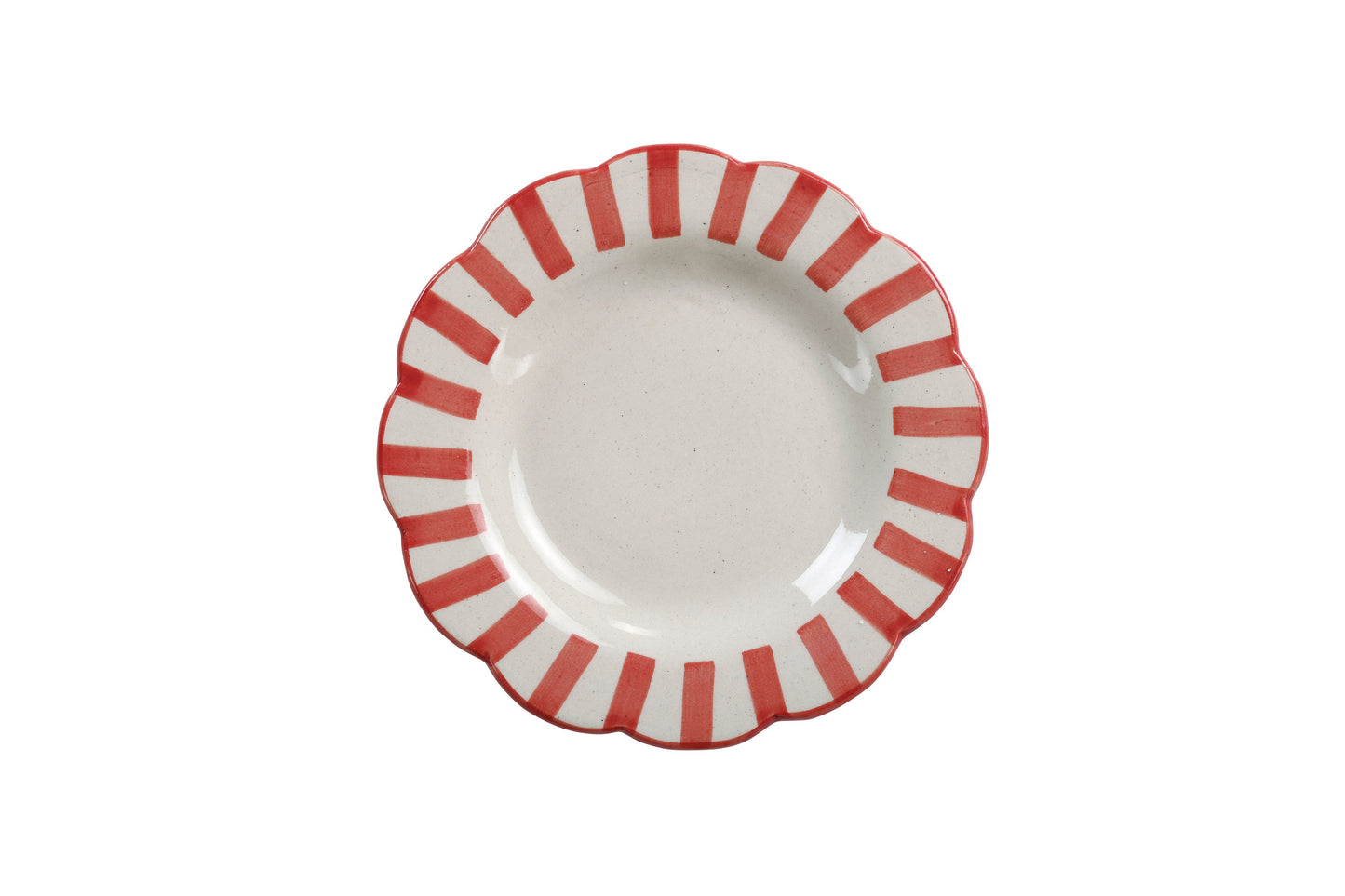 Ceramic stripe Salad Plate, Red- 8.25x 8.25 x 1.25 Inches ( Set of 2 )