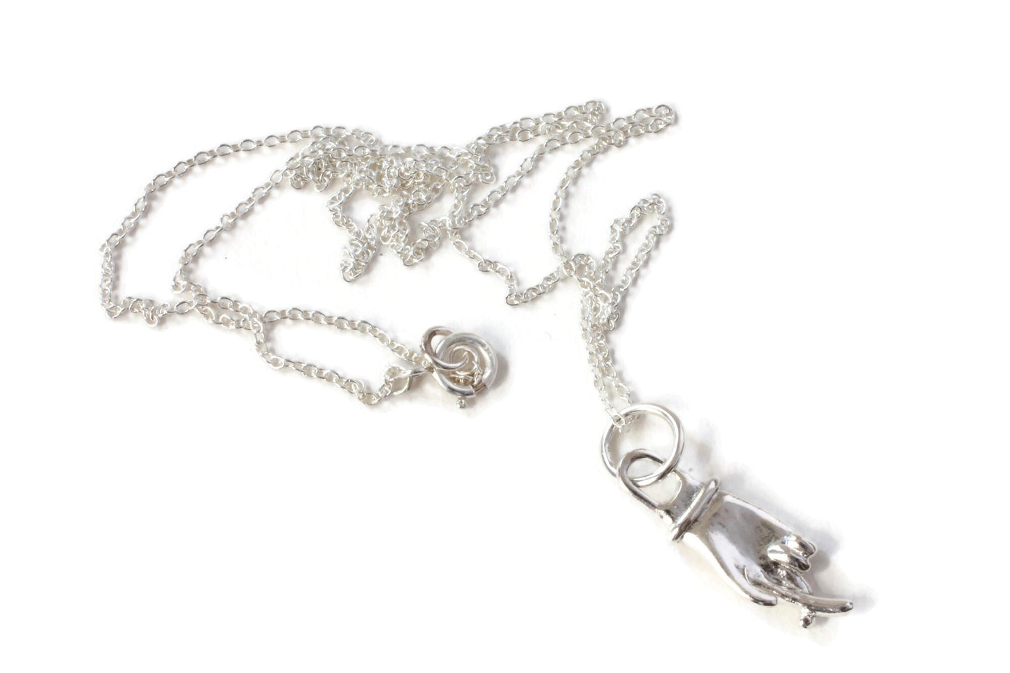 Sterling silver cross my fingers necklace