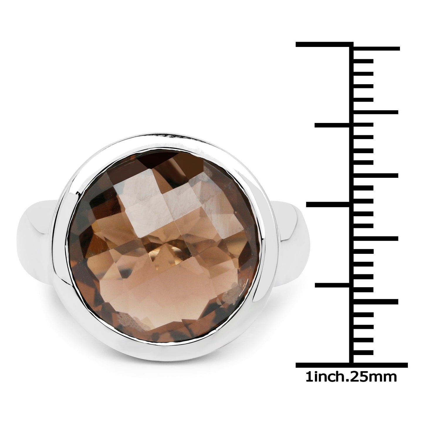 10.80 Carat Genuine Smoky Quartz .925 Sterling Silver Ring