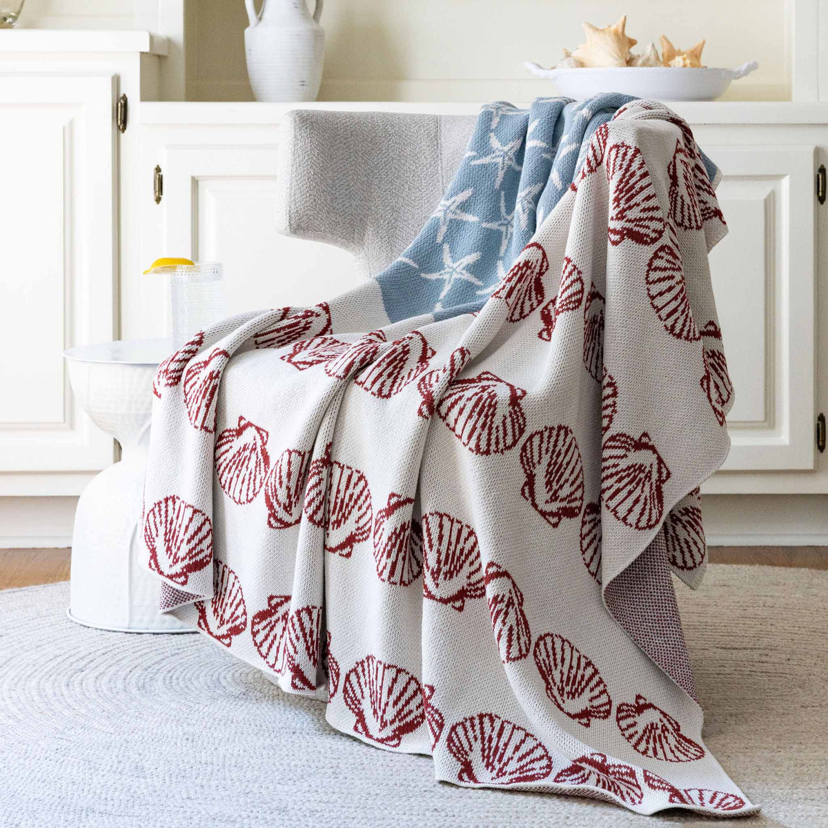Coastal Flag - Cotton Sustainable Knit Flag/Americana Throw Blanket