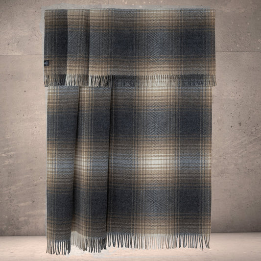 Prince of Scots Highland Tweeds Shetland Lambswool Ombre Throw – Natural