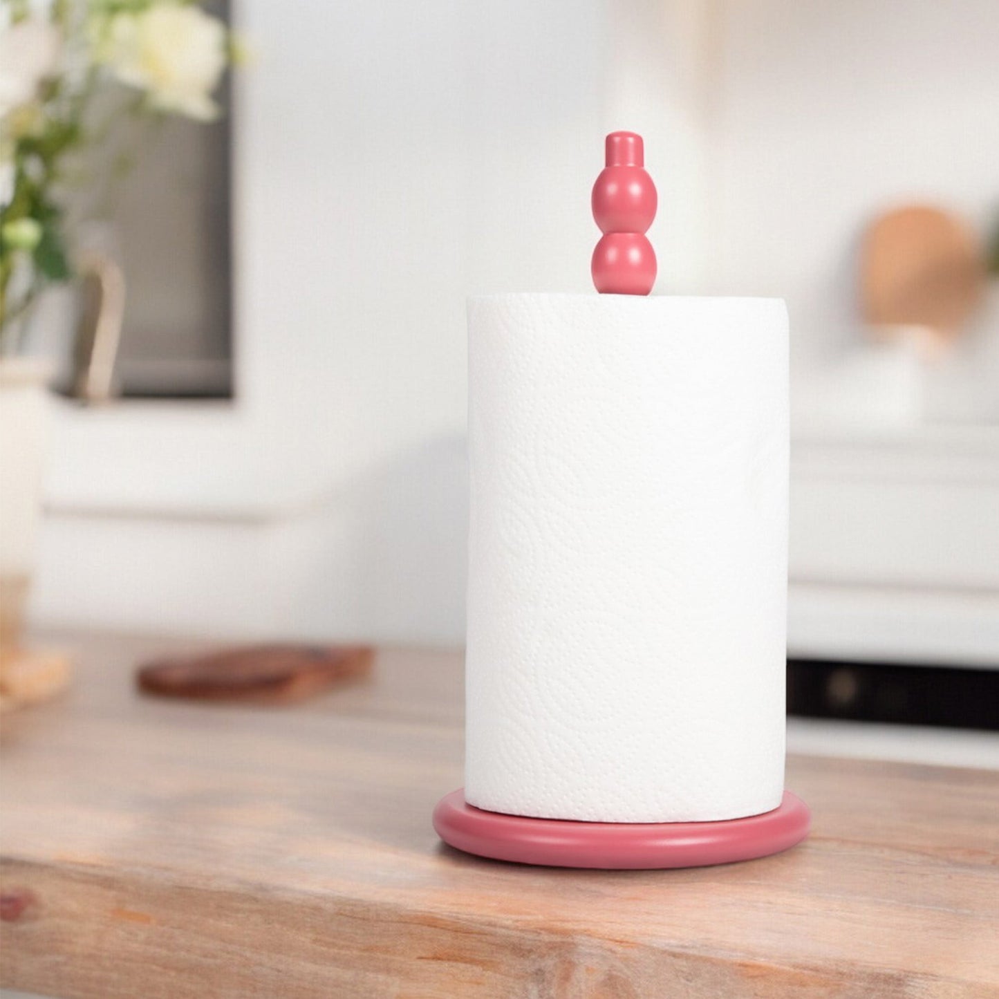 Wooden Kitchen Roll Holder in Rose