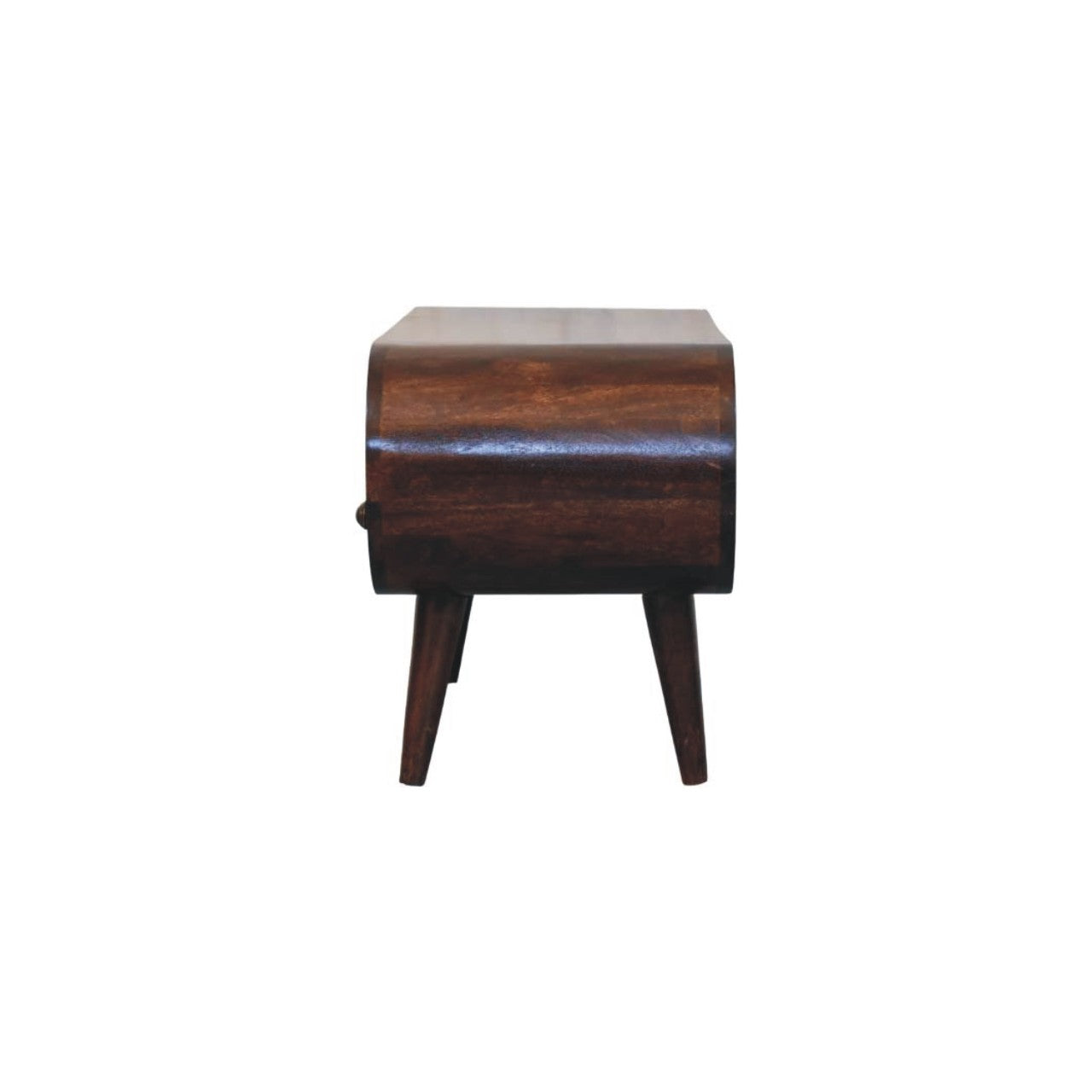 Solid Wood Walnut Curved Two Drawer Media Unit