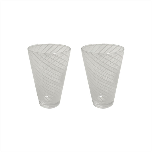 Yuka Groove Glass Set in White