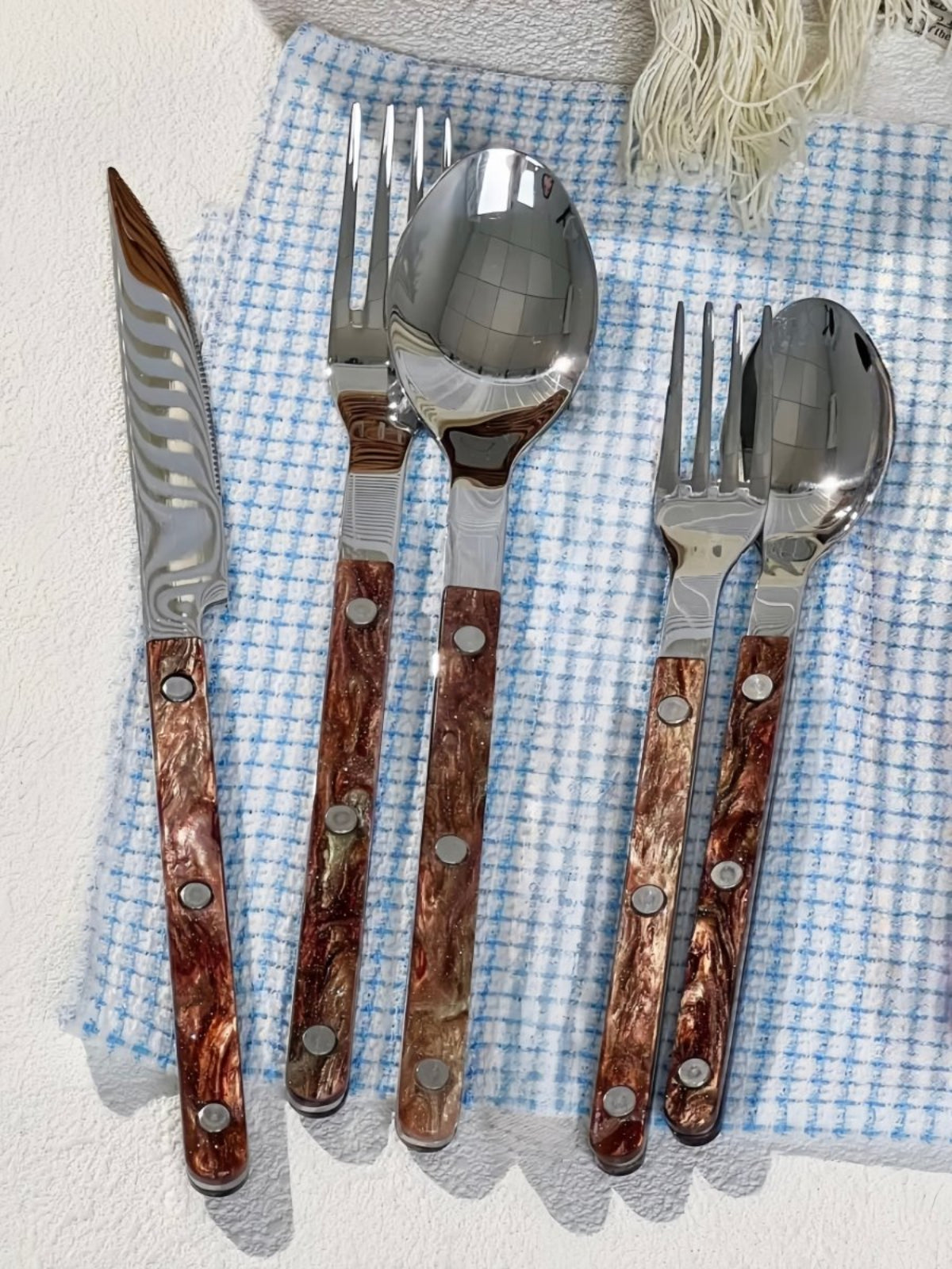 S/10 Modern Nebula Cutlery, Bistrot Style Rivet Flatware Set