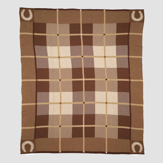 Equestrian Barn Plaid - Cotton Sustainable Knit Stripe Throw Blanket