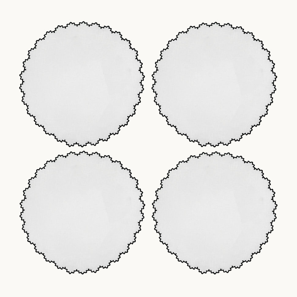 Gardenia black linen placemat (set of 4)