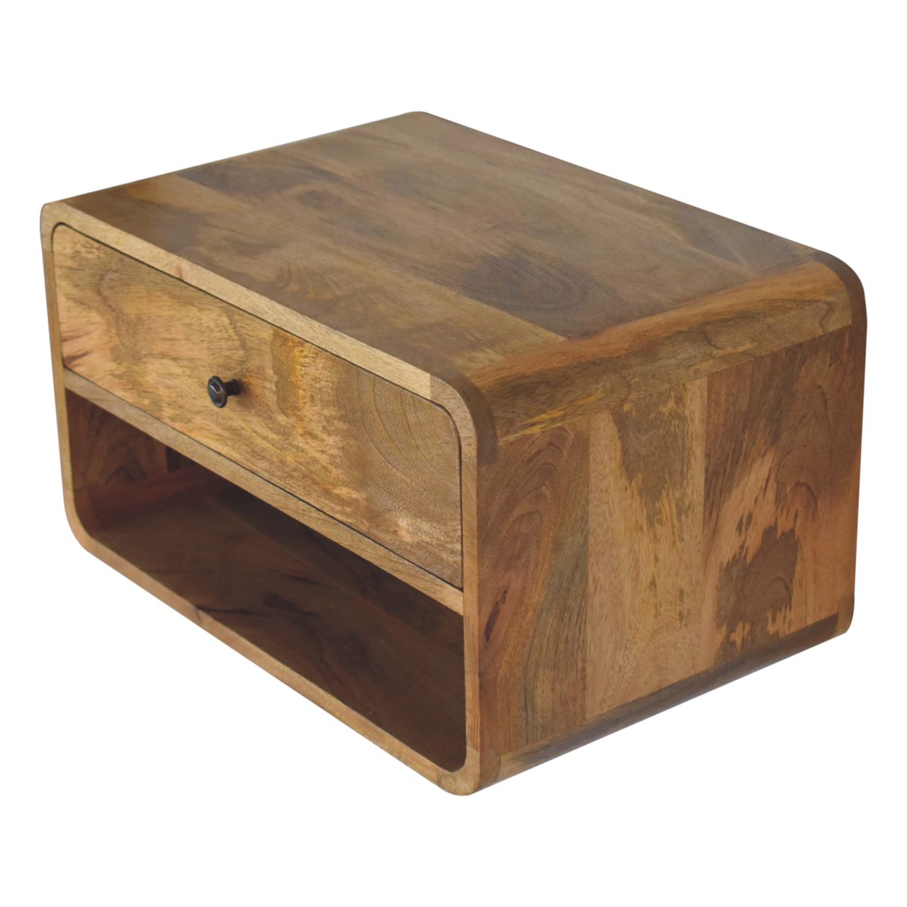 Solid Wood Large Floating Curve Open Slot Bedside Table