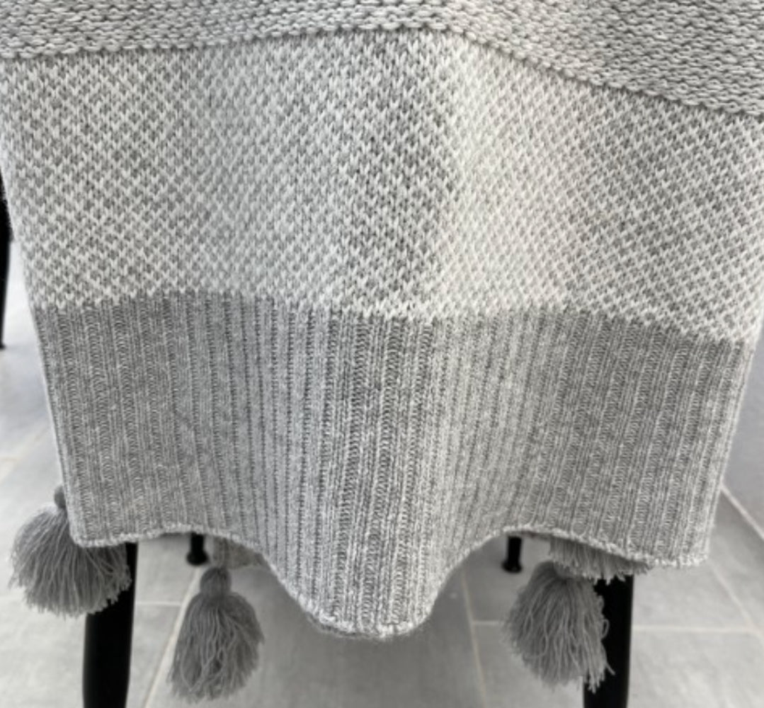 Wool Blended Throw - Grey