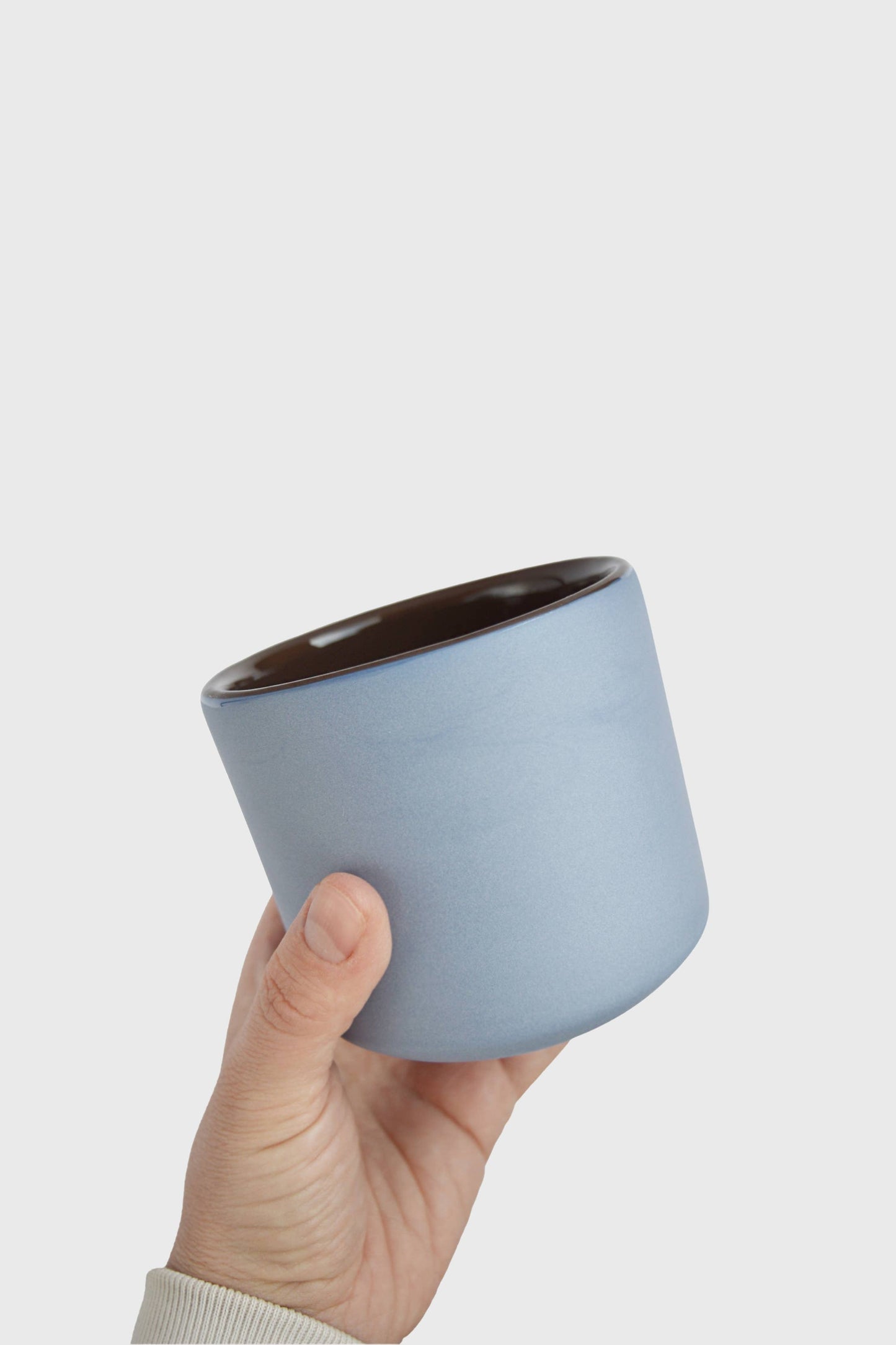 Handmade Porcelain Coffee Cup. Forget-me-Not/Chocolate medium