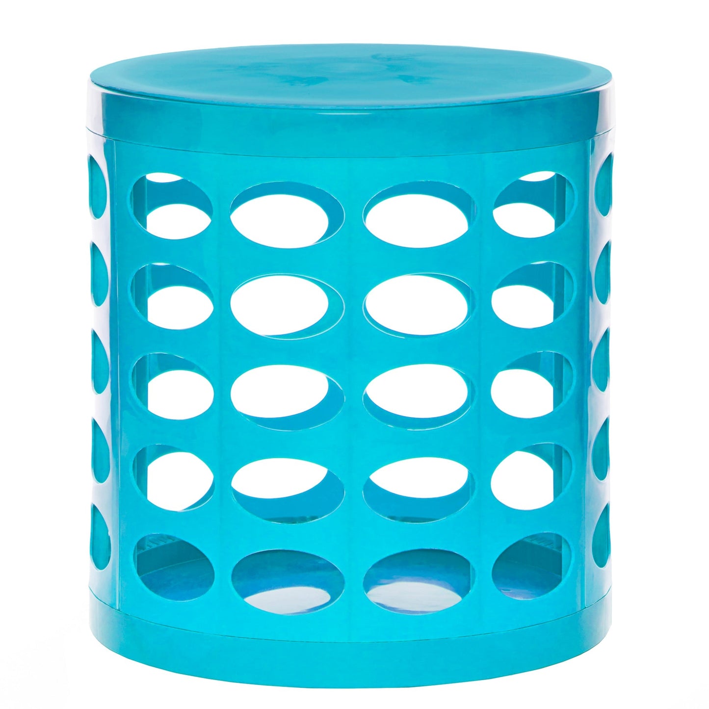 Otto Storage Stool | Round Plastic Storage Ottoman with Oval Perforated Pattern