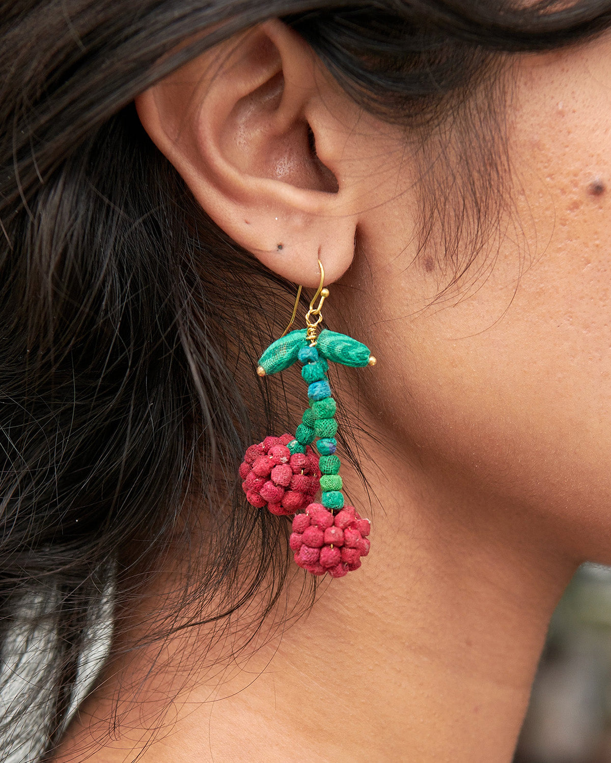 Kantha Cherry Earrings