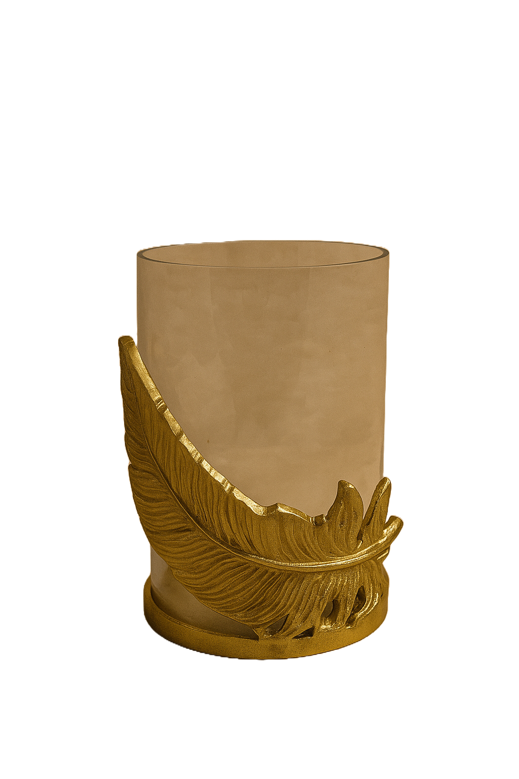 Raíz Studio Fleather Glow Candle Holder – Hand-Cast Gold Metal & Glass Votive Holder
