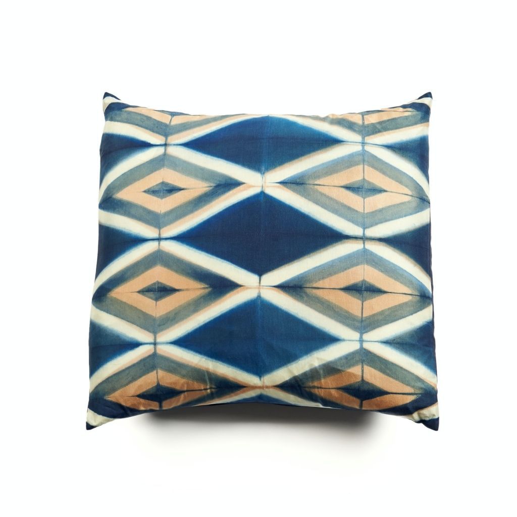 Tisa Black Handcrafted Shibori Print Mulberry Silk Pillow