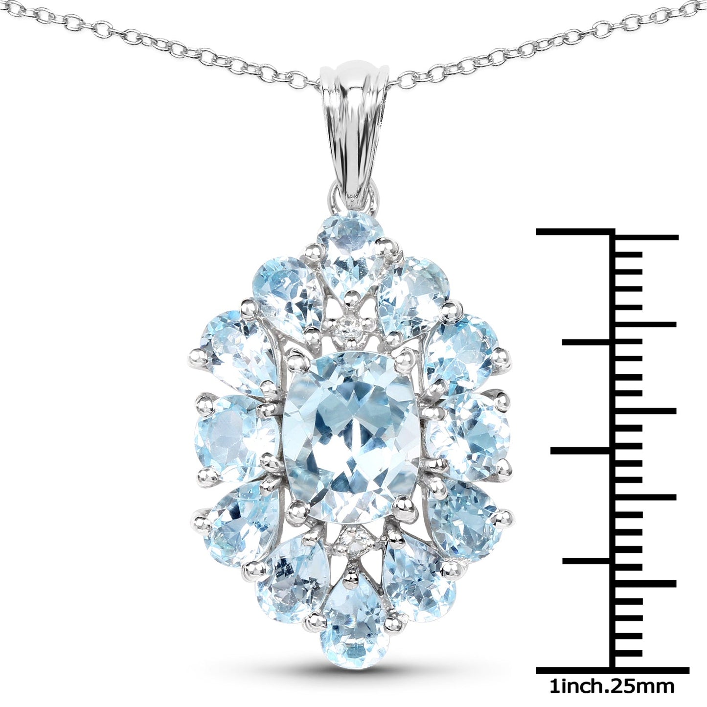 10.06 Carat Genuine Blue Topaz .925 Sterling Silver Pendant