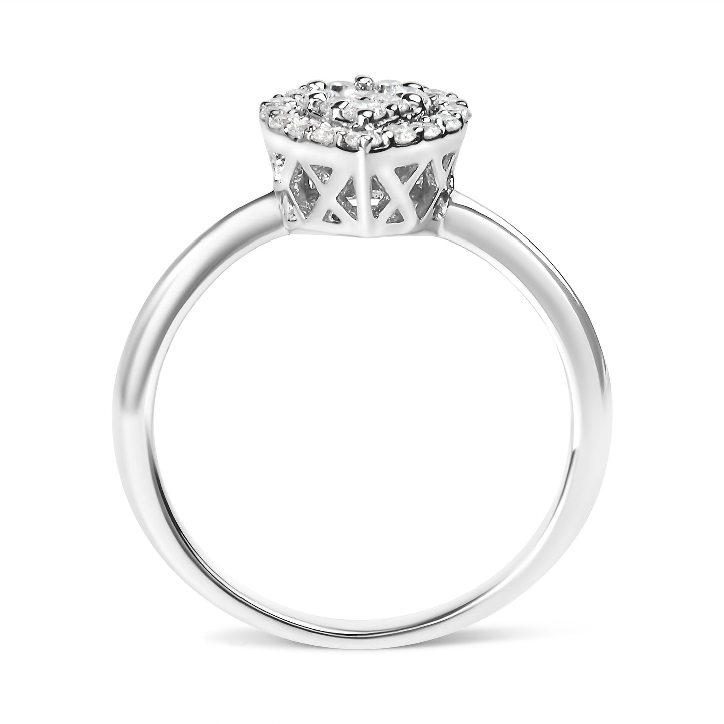 10K White Gold 3/8 Cttw Round-Cut Lab Grown Diamond Cluster Pear Promise Ring (G-H Color, VS2-SI1 Clarity) - Size 7